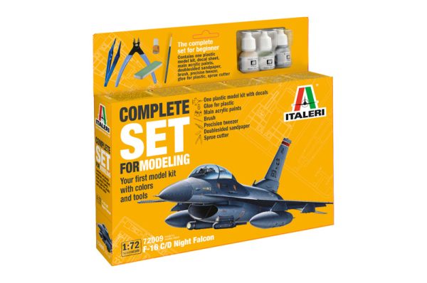 Italeri 72009 1/72  F-16 C/D Night Falcon - Complete Set For Modeling - Starter kit