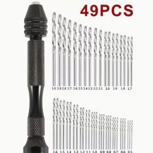 49pcs Hand Drill Bit Set, Mini Pin Vise Hand Drill Twist